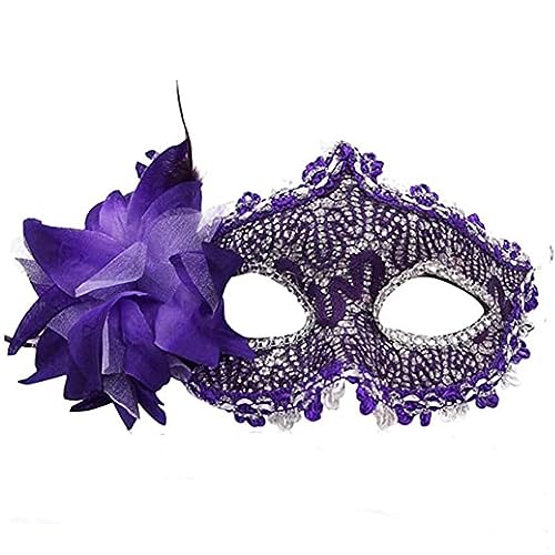 JUFKGBAR-Maskerade Cosplay Maske Halloween Cosplay Maske Feder Seite Blume Prinzessin Half Face Cosplay Maske Horror Kopfbedeckung für Halloween Karneval Kostüm Party Requisiten von JUFKGBAR