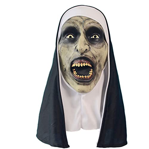 JUFKGBAR-The Conjuring 2 Nonnen-Maske, Latexhaube, Vollgesichtsabdeckung, Halloween-Cosplay-Requisite von JUFKGBAR