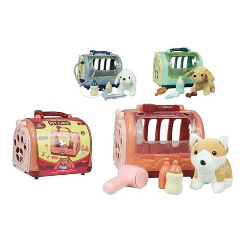 JUGATOYS 8436585222957 Peluche Perro en transportín 3 mod, sdos 22x24'5x16cm Nicht anwendbar Plüschtiere, bunt von JUGATOYS