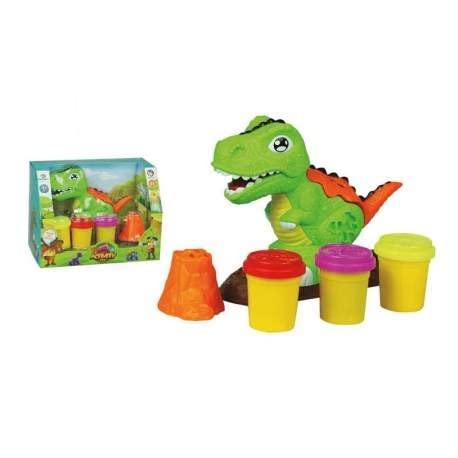 JUGATOYS 8436585223015 Plastilina Con Dinosaurio, 3 botes y moldes 25x19x15cm Nicht anwendbar Ton und Knetmasse, bunt von JUGATOYS