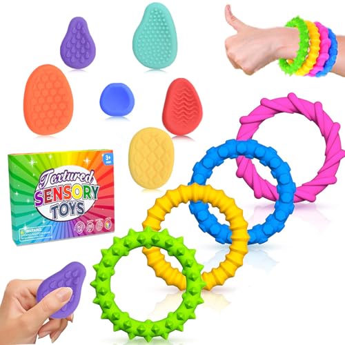 Fidget Toys Sensory Stones und Stretchy Fidget Armband, Sensorik Spielzeug Anti Stress Kinder Sensorisches Spielzeug, Fidget Toys für Kinder Erwachsene Stress, Angst, Adhs & Autismus von JUGGPENG