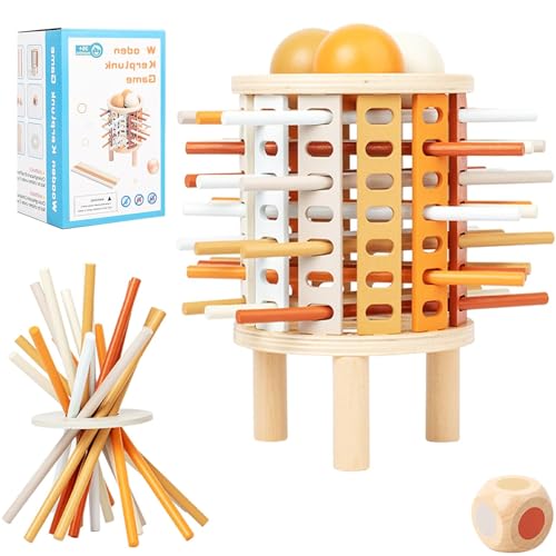 Montessori Spiel Brettspiel aus Holz, 35 Stück Bunte Holzstäbchen Würfelspiel Lernspielzeug ab 3 4 5 6 Jahre Mathematik Feinmotorik Spielzeug Zählspielzeug Familienspiel Reisespiel für Kinder von JUGGPENG