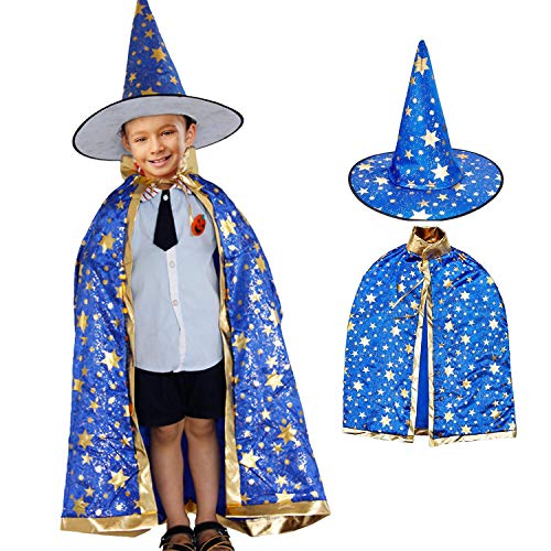 JUHONNZ Halloween Zauberer Kostüm,Halloween Zauberer Umhang mit Hut Kinder Magie Zauberer Kostüm für Cosplay-Festivel-Party von JUHONNZ