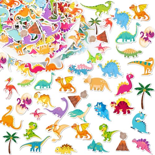 JULBEAR Dino Sticker, 300 Stück Dinosaurier Aufkleber für Kinder Basteln Selbstklebend Tiere Dino Aufkleber Waldthema Partygeschenke für Kindergeburtstag Dekoration DIY-Zubehör Junge Mädche von JULBEAR