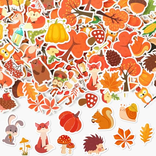 JULBEAR Herbst Sticker, 200 Stück Schaumstoff Herbst Aufkleber Thanksgiving Herbstblätter Deko Selbstklebende Sticker Herbst für Kinder Partygeschenke DIY Filz Bastelset Herbst Dekoration von JULBEAR