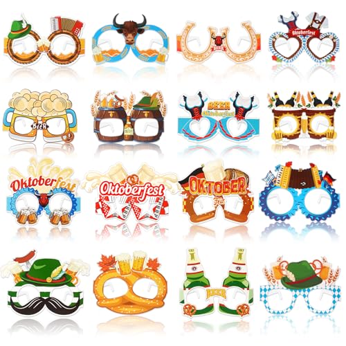 JULBEAR Oktoberfest Brille, 32 Stück Oktoberfest Accessoires Deko Oktoberfest Bayerische Oktoberfest Partybrille Foto Requisiten Brezelwurst Lustige Oktoberfest Geschenke von JULBEAR