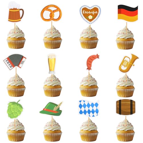 JULBEAR Oktoberfest Cupcake Topper, 36 Stück Oktoberfest Tortendeko Oktoberfest Cookie Deko Oktoberfest Kuchendeko für Oktoberfest Party Dessert Kuchendeko von JULBEAR