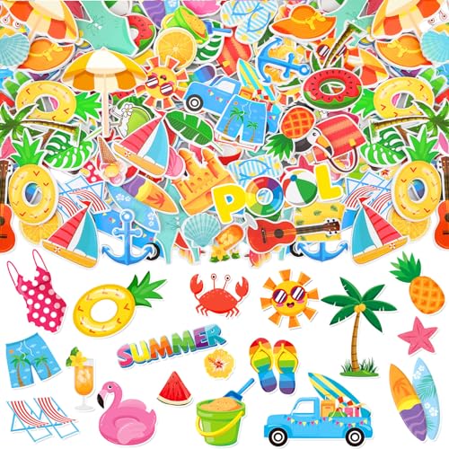 JULBEAR Sticker Sommer, 300 Stück Sticker Urlaub Strandaufkleber Selbstklebende Hawaii Strand Thema Sommerferien Reise Aufkleber für Sammelalben Kühlschränke Fotoalben Notizbücher von JULBEAR