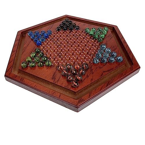 1 Satz Hexagon Holz Checkers Label Sechseckige Chinesische Dame Brettspiel Aus Holz Sechseck-Checker Familienbrettspiele Eltern-Kind-chinesisches Damespiel Glas Brown JUMPLAWN von JUMPLAWN