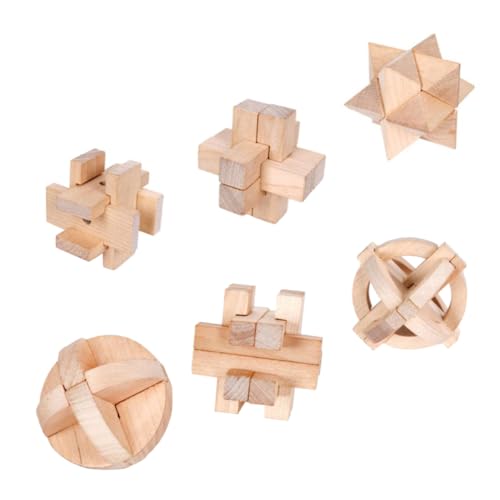 6St Kongming Schlossspielzeug Puzzlematte puzzlekleber Interlock- Schlüsselspielzeug entsperren nützliches Puzzle- Spielspielzeug freischalten Holz JUMPLAWN von JUMPLAWN