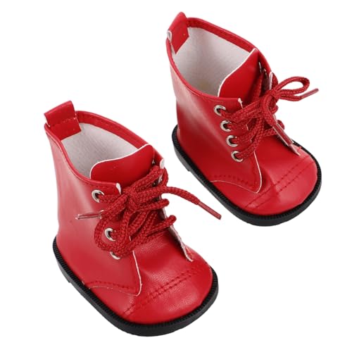 JUMPLAWN 1 Paar Puppenstiefel Puppe Verkleiden Zubehör Puppe Verkleiden Sich Schuhe Puppenhauszubehör Mini-Schuh- Puppenschuhzubehör Puppenschuhe Mini-Hausschuhe-Ornamente Rot von JUMPLAWN