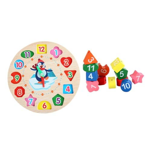 JUMPLAWN 1 Satz hölzerne Uhr Clocks für zeituhr Kinderuhr Numbers holzspielzeug Spielzeuguhr aus Holz mit Uhrblöcken aus Holz Zeiterkenntnis- Colorful von JUMPLAWN