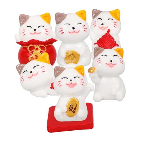 JUMPLAWN 1 Set Katzen-miniaturfiguren Zum Selbermachen, Niedliche Glückskatzen-miniaturfiguren Aus Kunstharz, Tier-Miniatur-Ornamente von JUMPLAWN