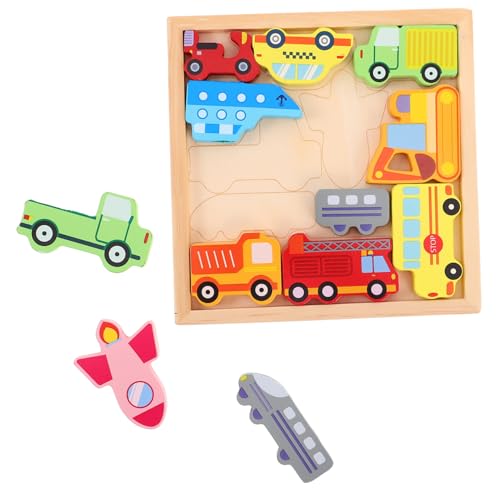 JUMPLAWN 1 Set Kinder-Puzzle-Spielzeug Aus Holz, Transportfahrzeug-Puzzle Für Kinder Im Vorschulalter, Frühes Unterrichtsspielzeug Für Die Kognitive Und Hand-Auge-koordinationsentwicklung von JUMPLAWN