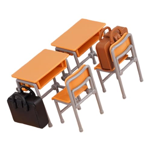 JUMPLAWN 1 Set Schreibtisch Schultasche Modell Puppenhausmöbel Puppenschulbedarf Puppenschulschreibtisch Wohndekor Puppenhausschreibtisch Und Stuhl Puppenhaus Miniaturzubehör von JUMPLAWN