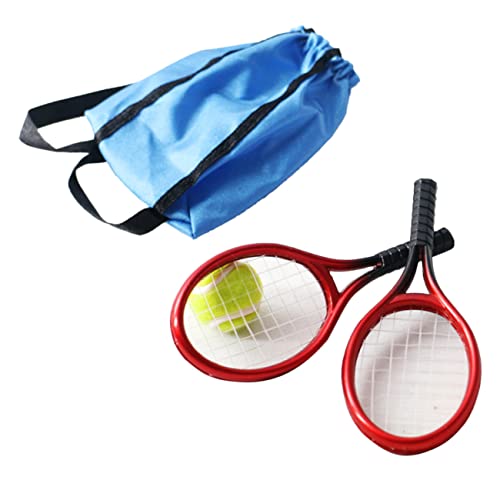 JUMPLAWN 1 Set Simuliertes Tennisschläger Set Schläger Federball Zubehör Badminton Tennisbälle Ornamentaler Mini Schrank Dekoratives Tennisschläger Mini Werkzeug Für von JUMPLAWN