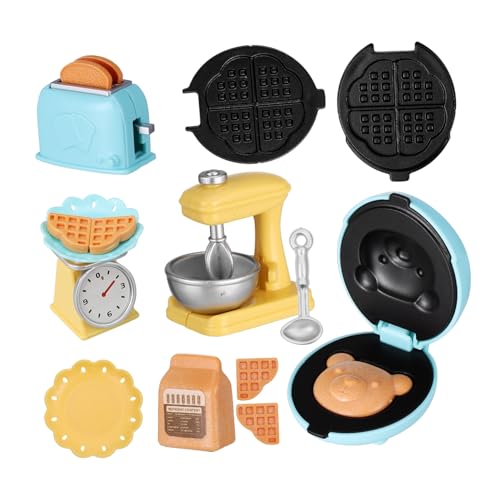 JUMPLAWN 1 Set Toaster Puppenhaus Zubehör Fantasievolle Dekoration Mini Tisch Kaffee Brot Maschine Küche Zubehör Kunststoff von JUMPLAWN