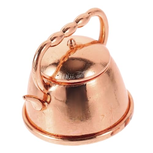 JUMPLAWN 1:12 Miniatur- Und Wasserkocher Elektrisch Pfefferminztee Mini Wasserkocher Hauszubehör Schwanenhals Tee Kann Vintage - Tee-Ei Salon Teedose Metall Rose Gold von JUMPLAWN