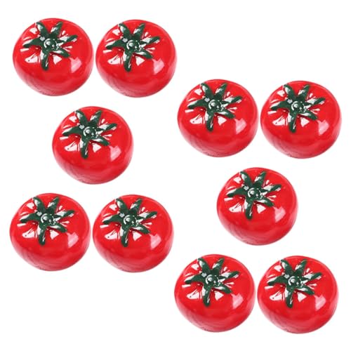 JUMPLAWN 10 Stück Lebensechte Mini-Tomaten-Verzierungen, Falsche Mini-früchte, Requisiten, Künstliche Mini-Tomaten von JUMPLAWN