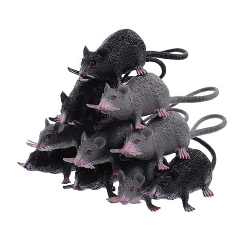 JUMPLAWN 10 Stück Teiliges Realistisches Rattenmodell Lebensechte Schwarze und Graue Kunststoffratten Gruselige Halloween Dekoration Wiederverwendbare Kleine Mäuse für Streiche und Spukhaus JUMPLAWN 10 Stück Teiliges Realistisches Rattenmodell Lebensechte Schwarze und Graue Kunststoffratten Gruselige Halloween Dekoration Wiederverwendbare Kleine Mäuse für Streiche und Spukhaus von JUMPLAWN