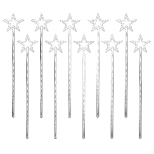 JUMPLAWN 10 Stück Teiliges Silberne Glitzer feenstäbe mit Fünfzackigem Stern Handlich Leicht für Kindergeburtstag Bühnenauftritt Halloween und Fantasievolle Rollenspiele JUMPLAWN 10 Stück Teiliges Silberne Glitzer feenstäbe mit Fünfzackigem Stern Handlich Leicht für Kindergeburtstag Bühnenauftritt Halloween und Fantasievolle Rollenspiele von JUMPLAWN