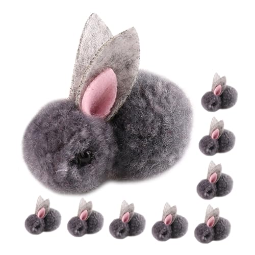 JUMPLAWN 10 Stücke Ostern Mini Plüsch Kaninchen Puppe Gefüllte Mini Hase Puppe DIY Kopfschmuck Zubehör (5,5 cm) von JUMPLAWN