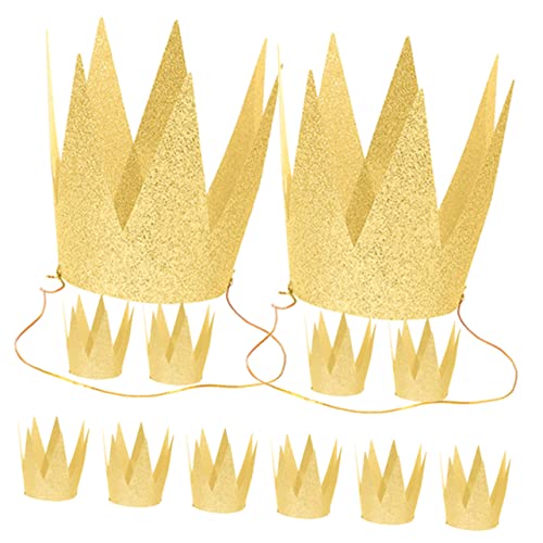 JUMPLAWN 12 Stück Geburtstagshüte Papierhüte Für Geburtstagspartys Goldene Papierhüte Babypartyhüte Kronen Für Teller Mini Kronen Foto Partyhüte Gänseblümchen Geburtstagsparty von JUMPLAWN