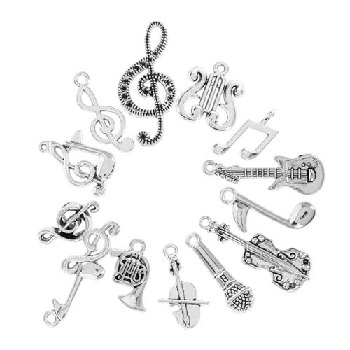 JUMPLAWN 14 Teiliges Musik Zubehör Strass Quaste Musik Halskette Schmuck Quaste Cello Halskette Violinnoten Violin Halskette Kleidungsbrosche Musiknote Musikarmband Metall von JUMPLAWN