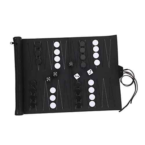 JUMPLAWN 1Stk Backgammon-Brett Schachbrett Schachbrett für Faltbares Schachbrett Magnetisches Schachbrett Mini Schach Internationales Schachbrett Schach Versorgung Pu Black von JUMPLAWN