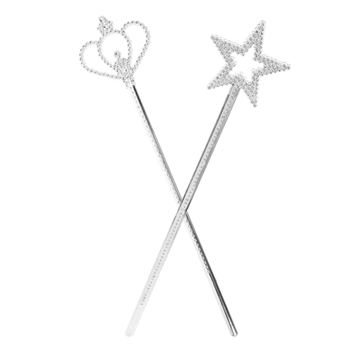 JUMPLAWN 2 Stücke Zauberstab Satz für Mädchen Silberne Sternstäbe mit Krone für Kostümparty Halloween und Weihnachten für Feen Prinzessinnen und Cosplay JUMPLAWN 2 Stücke Zauberstab Satz für Mädchen Silberne Sternstäbe mit Krone für Kostümparty Halloween und Weihnachten für Feen Prinzessinnen und Cosplay von JUMPLAWN