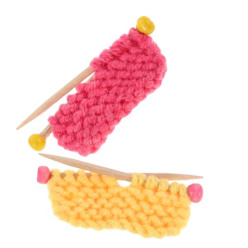 JUMPLAWN 2-teiliges Handgefertigtes Gestricktes Miniatur-wollgarn-Set, Winzige Wintermützen Zum Basteln, Handgefertigte DIY-strickpuppe, Ideal Für Heim- Und Bürodekoration von JUMPLAWN