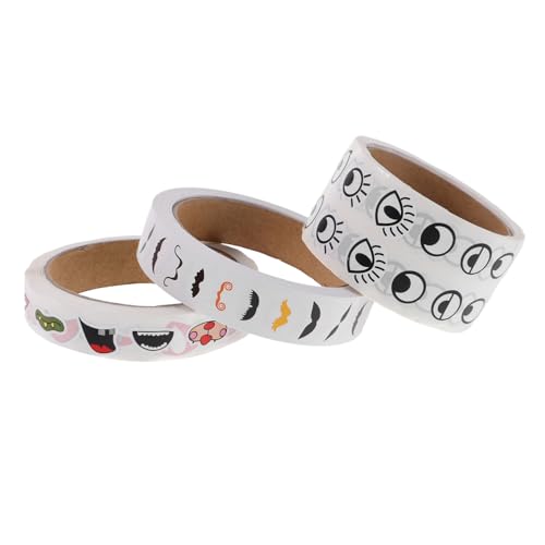 JUMPLAWN 3 Rollen Kreative Selbstklebende Augenaufkleber mit Bunten Papierbasierten Mund und Schnurrbart Labels Stark Haftend für Scrapbooking Notizbücher und DIY Dekorationen JUMPLAWN 3 Rollen Kreative Selbstklebende Augenaufkleber mit Bunten Papierbasierten Mund und Schnurrbart Labels Stark Haftend für Scrapbooking Notizbücher und DIY Dekorationen von JUMPLAWN