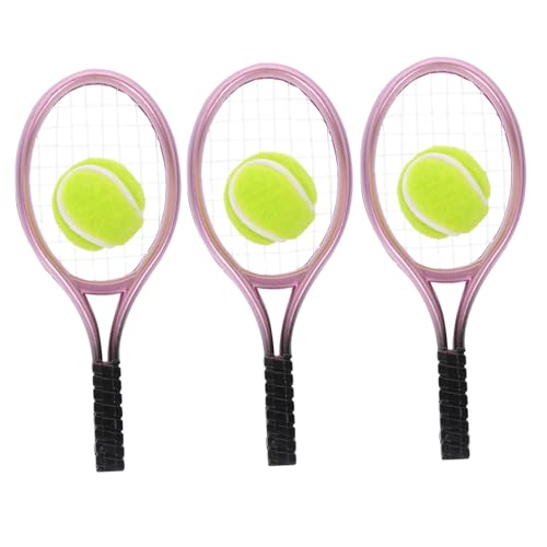 JUMPLAWN 3 Sätze Tennisschläger Tennis Badminton Fledermäuse Miniatur Netz Werkzeug Tennisschläger Für Mini-zubehör Für Puppen Mini-Tennis Minihouse-Tool Für Plastik von JUMPLAWN