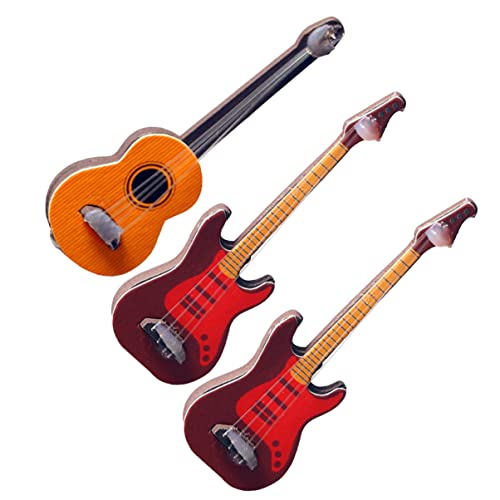 JUMPLAWN 3 Stück Klassische Gitarre Bürodekor Schreibtischdekor Gitarrenfiguren Kleine Gitarre Für Heimdekor Modellbausatz Miniatur Puppenhaus Bausatz Mini Gitarre von JUMPLAWN