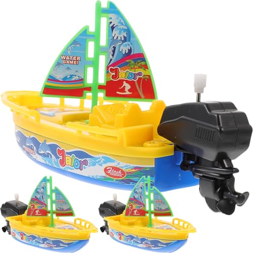 JUMPLAWN 3 Stücke Uhrwerk Boot Badewanne Für Babys Badewanne Für Für Mini Pool Badewanne Boote Für Wasser Wind Up Dusche Kunststoff von JUMPLAWN