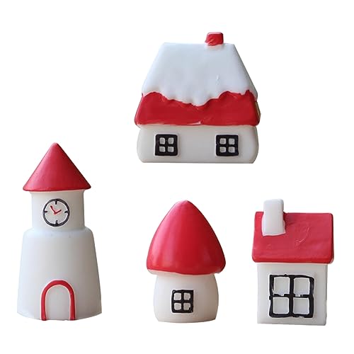 JUMPLAWN 4pcs Mini Castle Model Ornament Mini Hauszubehör Miniaturfiguren von JUMPLAWN