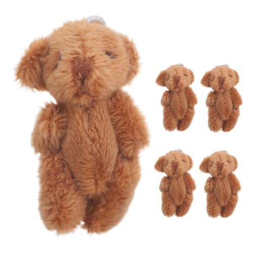 JUMPLAWN 5 Stück Teddybär Stofftier Geburtstagsgeschenk plüschbär ausgestopfte Tiere Minibären aus Plüsch Mini-Kuscheltiere Masse Bär Schlüsselanhänger Mini-Bär-Plüsch Stofftier Bär Coffee von JUMPLAWN