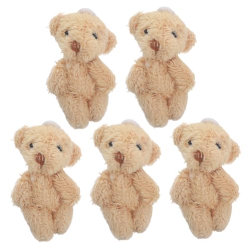 JUMPLAWN 5 Stück Teddybär Stofftier Geburtstagsgeschenke kleine stofftiere Stofftier Bär Taschenbär tierische Schlüsselanhänger Minibären Bärendekorationen kleine Bären Plüsch Khaki von JUMPLAWN