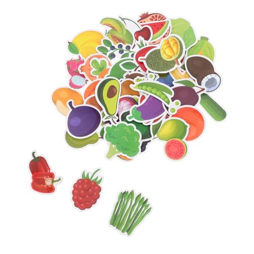 JUMPLAWN 50 Stück Cartoon Obst Und Gemüseaufkleber Helle Farbe Deckenaufkleber Wassermelonenaufkleber Cartoon Obstaufkleber Tack DIY Crimps Obst Und Gemüseaufkleber Aufkleber von JUMPLAWN