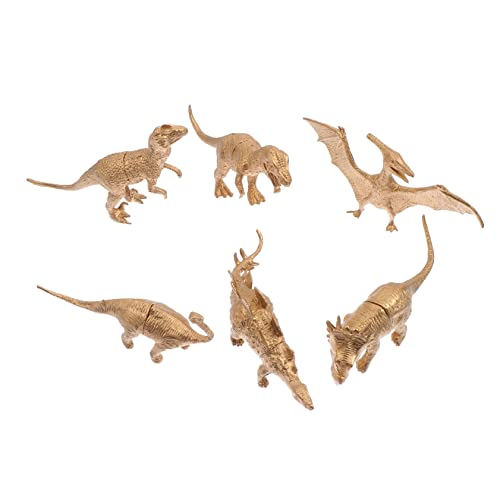 JUMPLAWN 6 Stück Goldenes Dinosauriermodell Heimornamente Simulation Dinosaurierspielzeug Mini Dinosaurierspielzeug Dinosaurierspielzeug Realistische Dinosauriermodelle Gefälschtes von JUMPLAWN