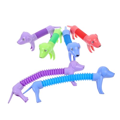 JUMPLAWN 6 Stück Mini Dog Shaped Pop Tube Sensory Toys Teleskop-hundespielzeug Tube Toy von JUMPLAWN