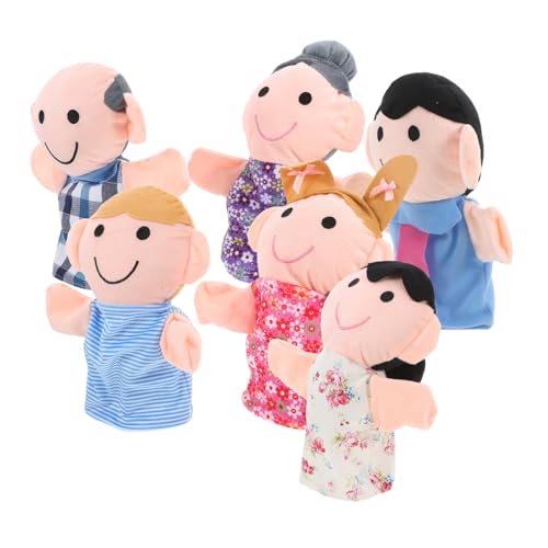 JUMPLAWN 6st Handpuppen Marionettenfamilie Puppen Für Im Alter Von 4–8 Jahren Familienhandpuppe Puppentheater Kleine Marionetten Plüschpuppen Familienpuppen Stoff von JUMPLAWN