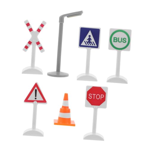 JUMPLAWN 7-teiliges Straßenschild-spielset, Verkehrszeichen, Abbildung, Modell, Holzblock Für Lernspielzeug, Spielen, Verkehrszeichen, Straßenschilder, Spielset Für Kinder von JUMPLAWN