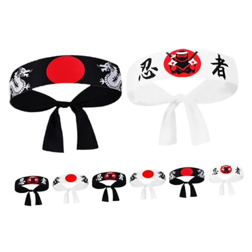 JUMPLAWN 8 Stück Ninja Kapuze Japanisches Stirnband Sushi Kleidung Kampfsport Messerhalterung Sport Stirnband Chinesisches Stirnband Sushi Stirnband Kung Fu Stirnband Koch von JUMPLAWN