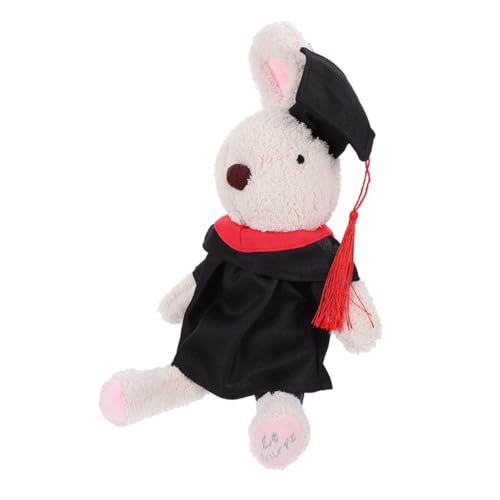 JUMPLAWN Abschluss Plüschpuppe Bunny kanninchen liebstöckel gartensiebe schlüpfeier liebes Abschlusspuppe Hase lustiger Plüsch Grad Plüschpuppe Graduierungs-Design-Puppe PP Baumwolle Beige von JUMPLAWN