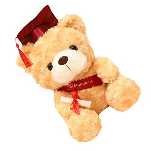 JUMPLAWN Abschlussbär Plüsch Teddybär Kuscheliges Zur Graduierung Süßer Bär Mit Rotem Hut Perfektes Abschlussgeschenk Für Mädchen Und Jungen Weiches Stofftier von JUMPLAWN