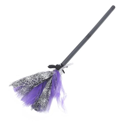 JUMPLAWN Halloween Hexenbesen Deko Besom Prop aus Leichtem Kunststoff und Gauze Violetter Hexenbesen für Cosplay Party Maskerade und Vielseitiges Halloween Kostüm Zubehör JUMPLAWN Halloween Hexenbesen Deko Besom Prop aus Leichtem Kunststoff und Gauze Violetter Hexenbesen für Cosplay Party Maskerade und Vielseitiges Halloween Kostüm Zubehör von JUMPLAWN
