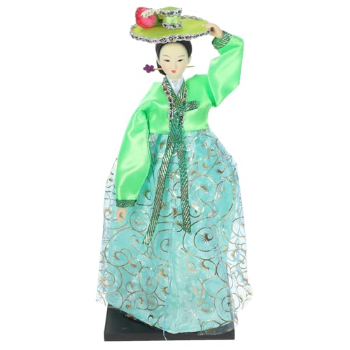 JUMPLAWN Handgefertigte Puppe Mädchen Figur Desktop - Miniatur Traditionelle Puppe Koreanische Puppenverzierung Wohnkultur Desktop-Ornament Stoffpuppendekor Desktop-puppendekor Green von JUMPLAWN