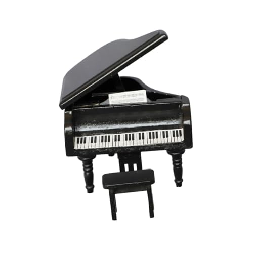 JUMPLAWN Mini-Piano-Modell -Klavier Spielzeughaus Miniatur Moderne Puppenstubenmöbel Mini- Mikro Puppenmöbel Kleines Hauszubehör Puppenhaus-Layout Kleines Hausgerät Holz Black von JUMPLAWN