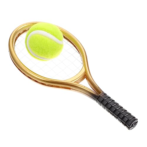 JUMPLAWN Mini Tennisschläger Modell Für Miniatur Tennis Dekoration DIY Dollhouse Zubehör Goldfarbig Perfektes Mini Tennis Für Kreative Mini Szenen von JUMPLAWN